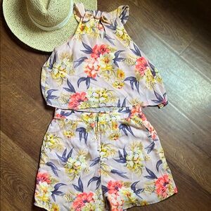 Zunie Pink Floral Top and Shorts Set